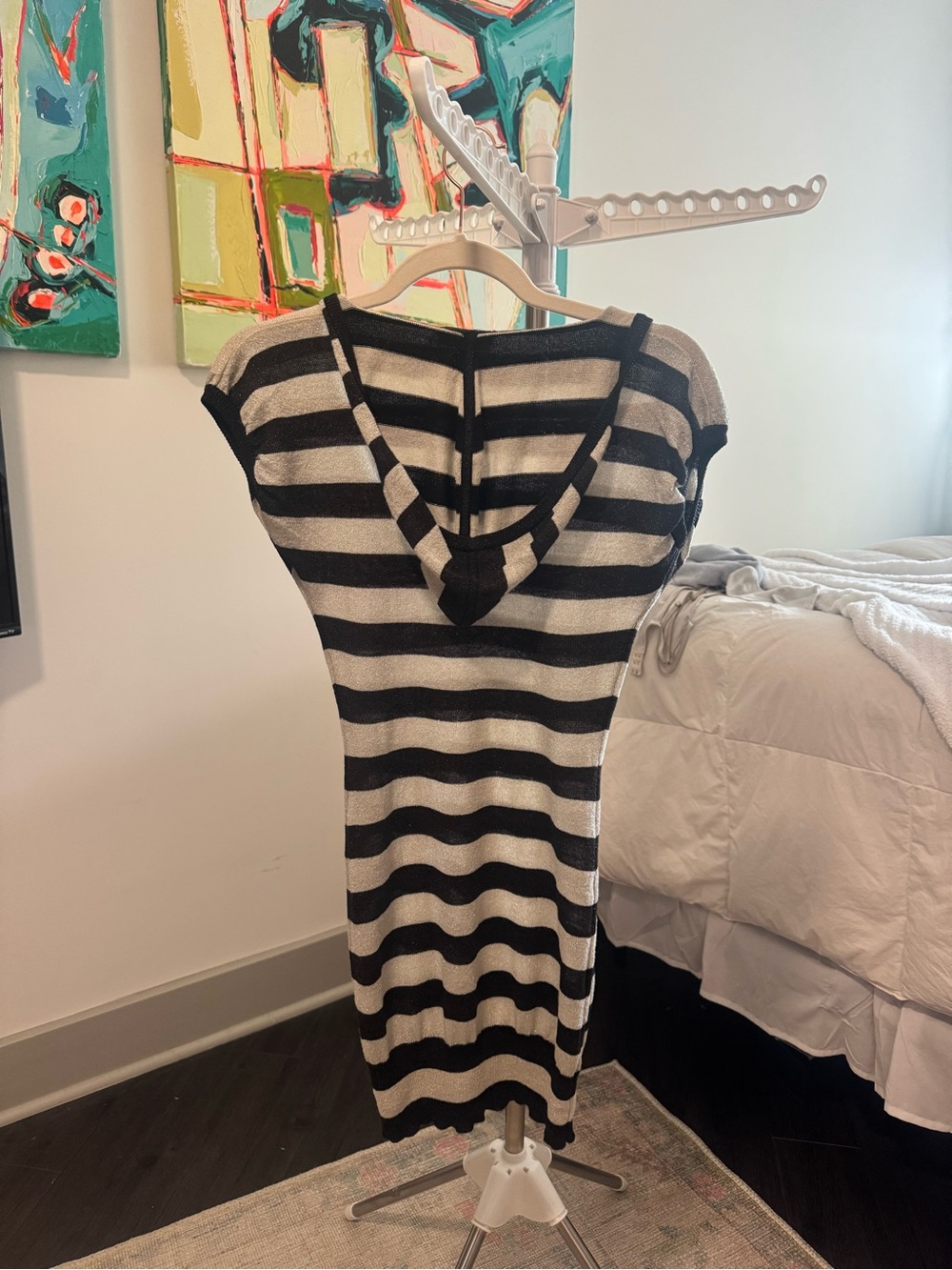 bebe Striped V-Neck Hoodie - Picture 3 of 3